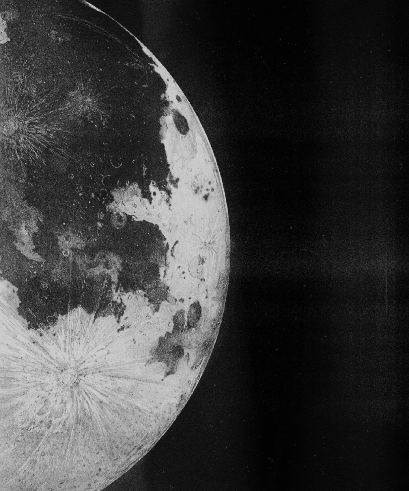 The moon, half in shadow